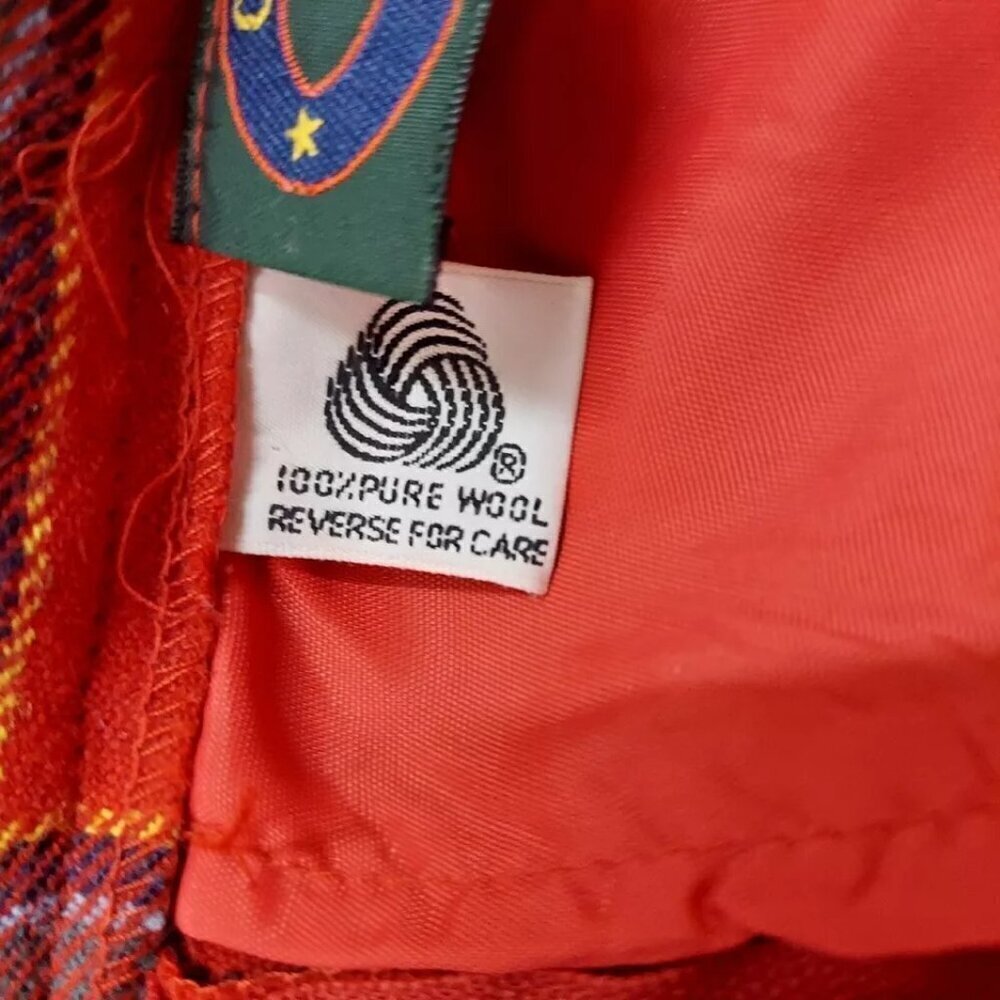 Vintage Charter Club 100% New Pure Wool Plaid Mini Pencil Skirt 14 Lined Red - Picture 10 of 12